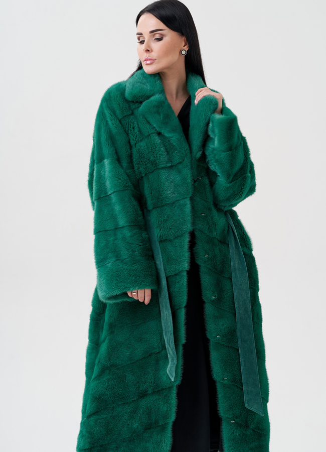 Норковая шуба с английским воротником  модель № 23820 универмаг малина