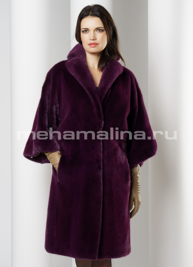 Норковая шуба модель № S-650 меха малина