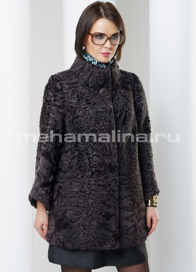 Укороченная шуба, каракуль модель № S-477 универмаг малина