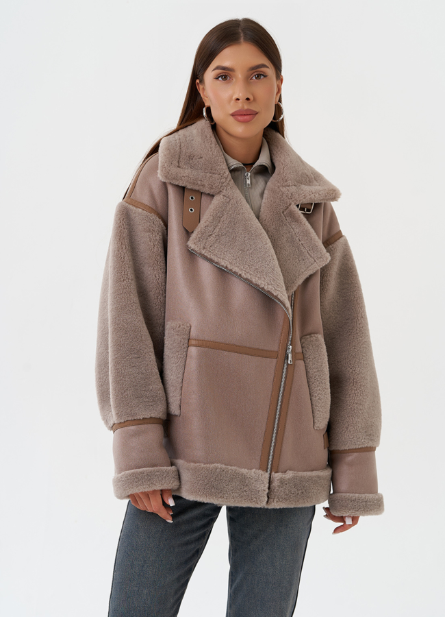 Женская дубленка из эко кожи модель № 28532 в рассрочку