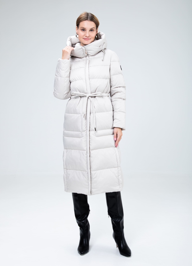 Женский пуховик с капюшоном  модель № 25512 меха малина