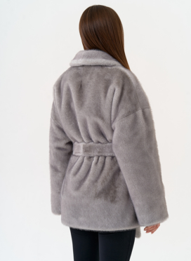 Женская шуба из эко меха с воротником шаль Женская шуба из эко меха с воротником шаль