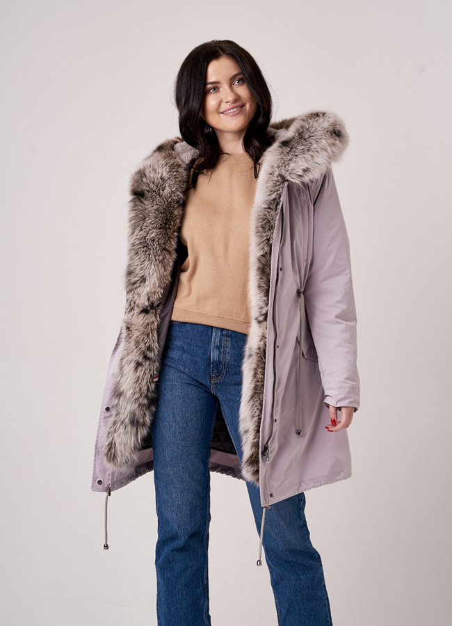 Женская парка с мехом песца модель № 18173 универмаг малина