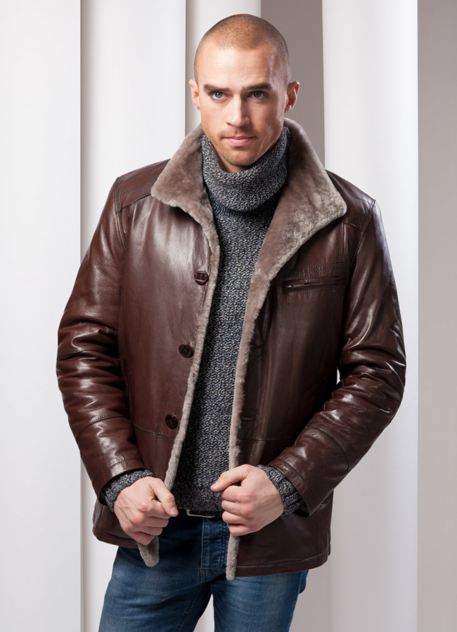 Дубленка модель № DM-42 меха малина