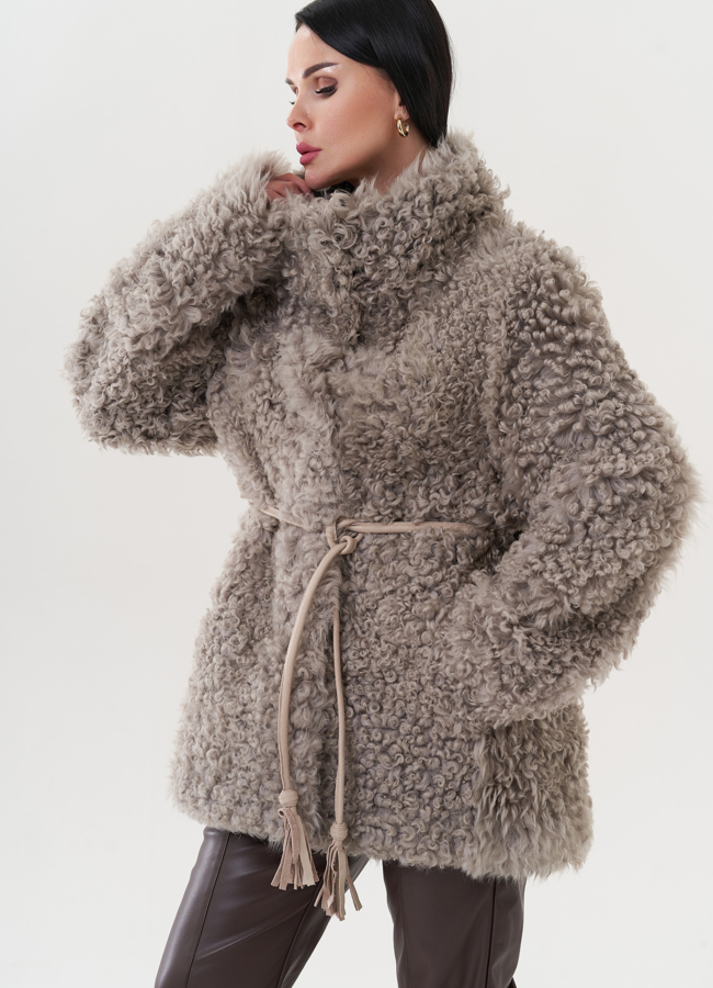 Двухсторонняя натуральная дубленка модель № 26832 универмаг малина