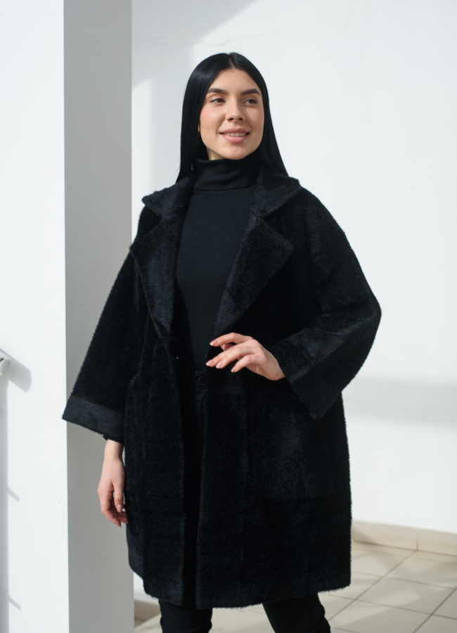 Кардиган  с английским воротником черного цвета  модель № 22505 универмаг малина