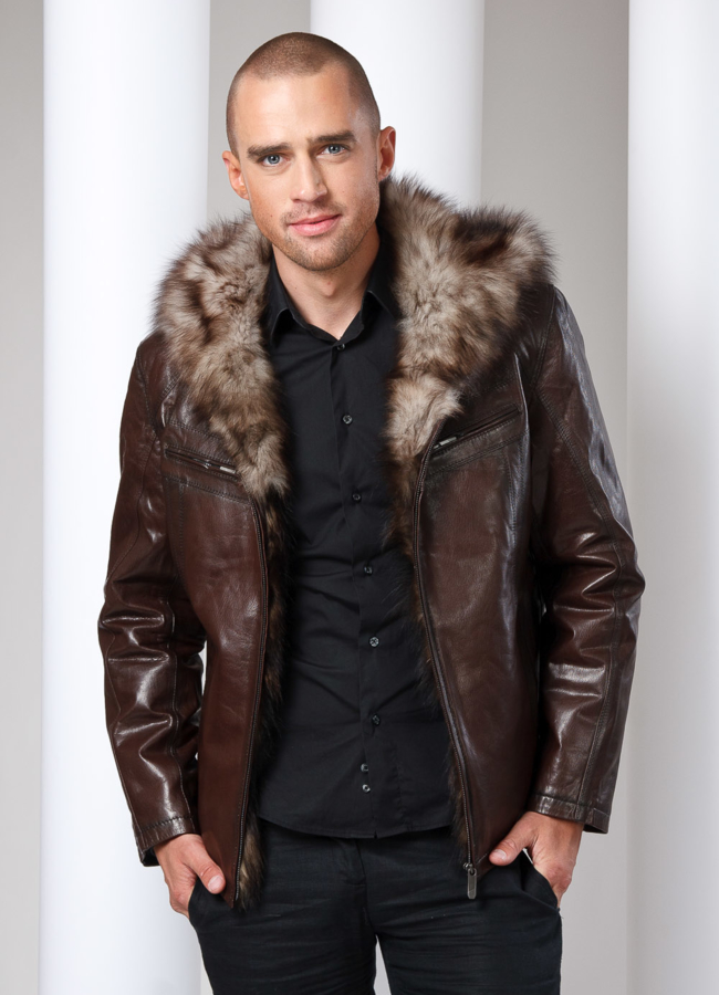 Дубленка модель № DM-8 меха малина