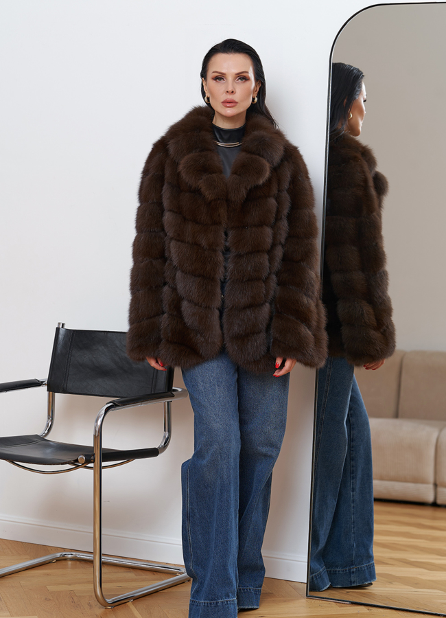 фото Женская шуба из куницы модель № 28434