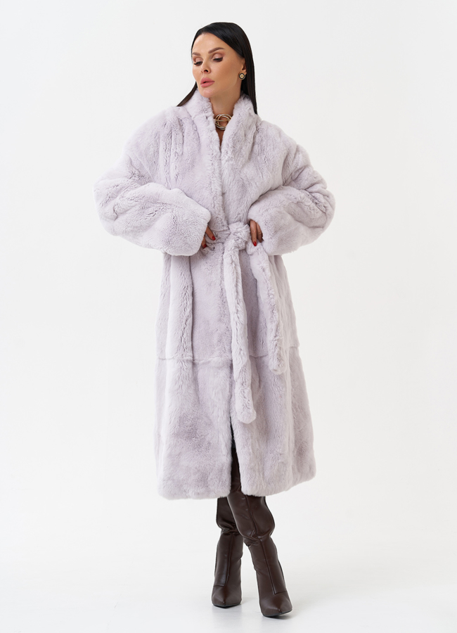 Длинная шуба из меха кролика модель № 28883 универмаг малина