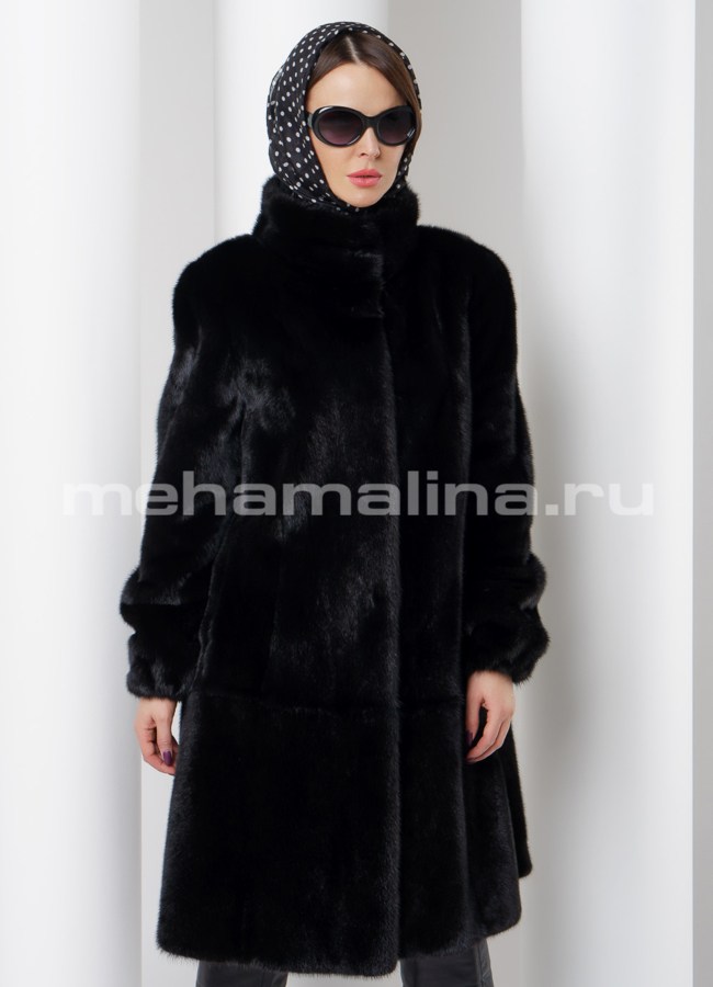 фото Шуба из скандинавской норки в черном цвете модель № S-519