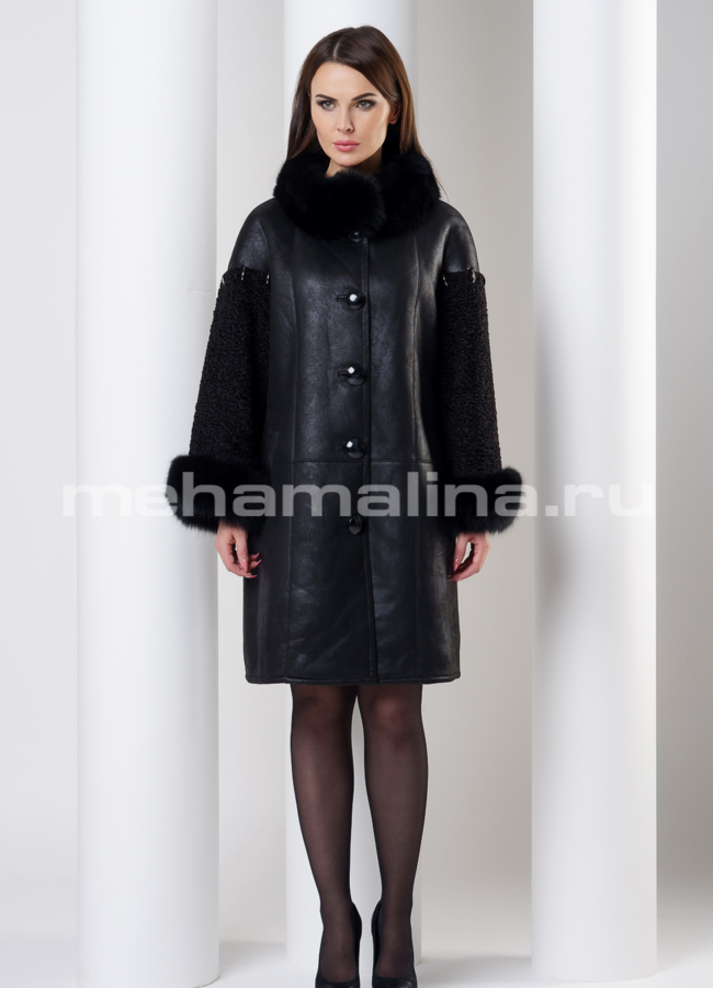 Дубленка с капюшоном модель № 7752 в кредит