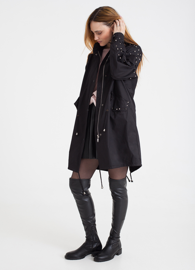 Плащ со стойкой модель № 18136 меха малина