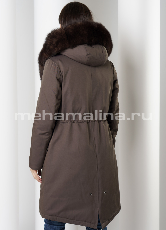 Парка с капюшоном с меховой отделкой  модель № 21801 универмаг малина