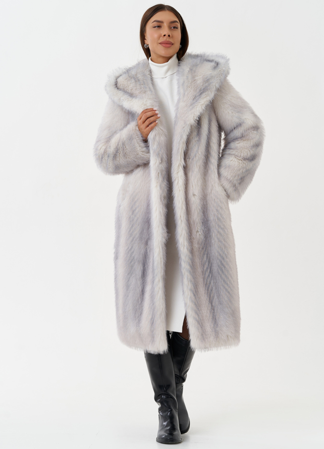 Длинная эко шуба с градиентом модель № 28645 универмаг малина