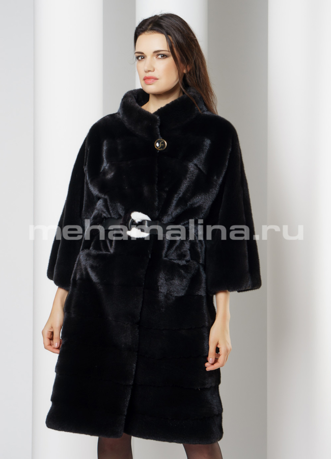 Норковая шуба  модель № S-649 меха малина