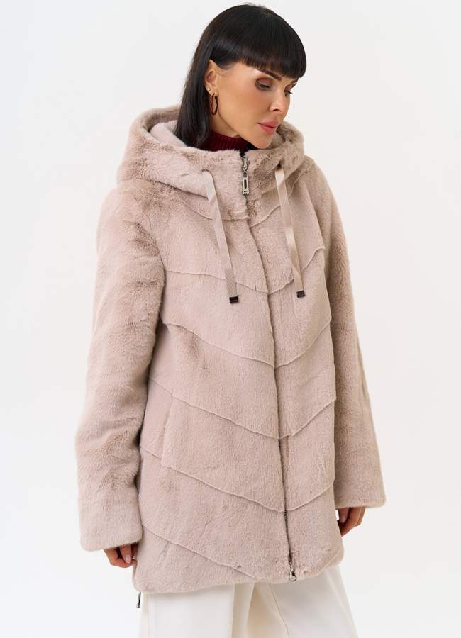 Женская шуба из эко меха с капюшоном модель № 31228 меха малина Женская шуба из эко меха с капюшоном модель № 31228 меха малина