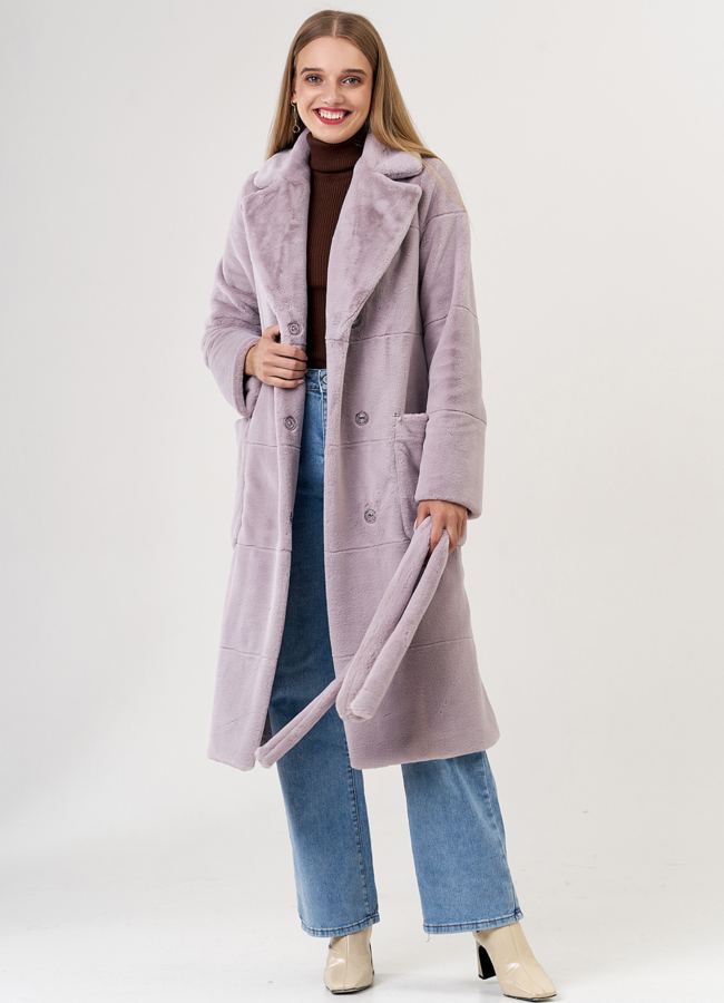 Пальто из эко меха под норку модель № 21128 в рассрочку