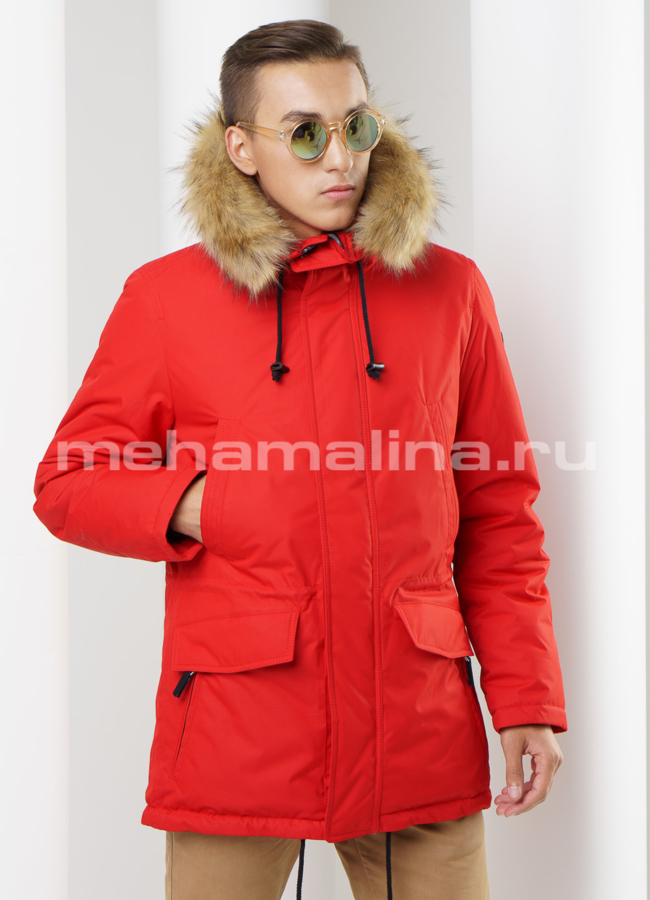 Куртка мужская модель № KM-9 меха малина