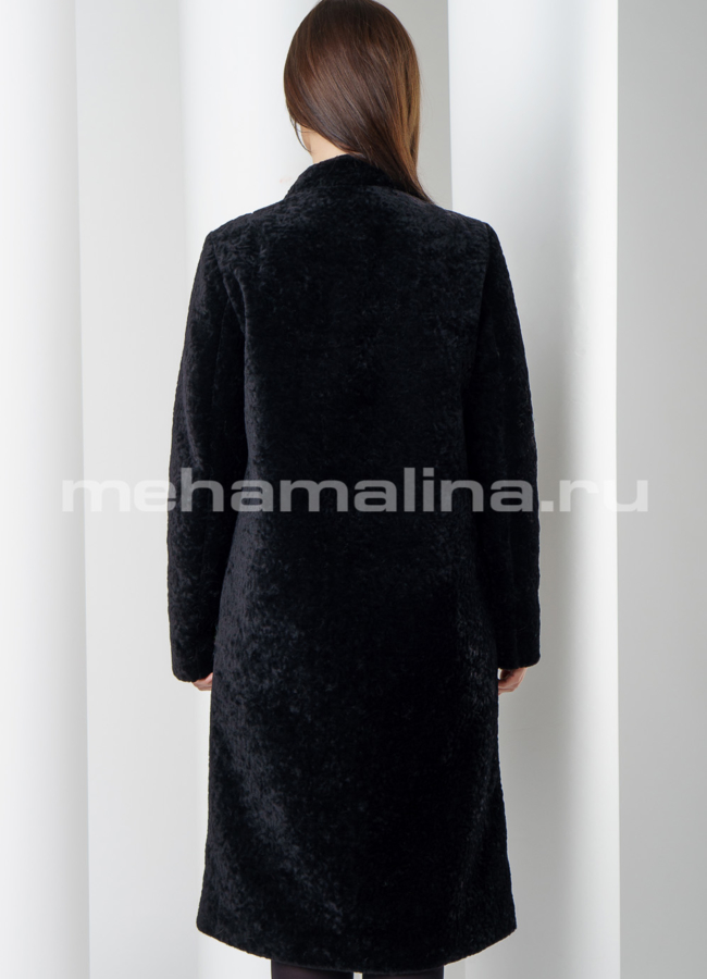 Пальто меховое с накладными карманами модель № K-397 в кредит