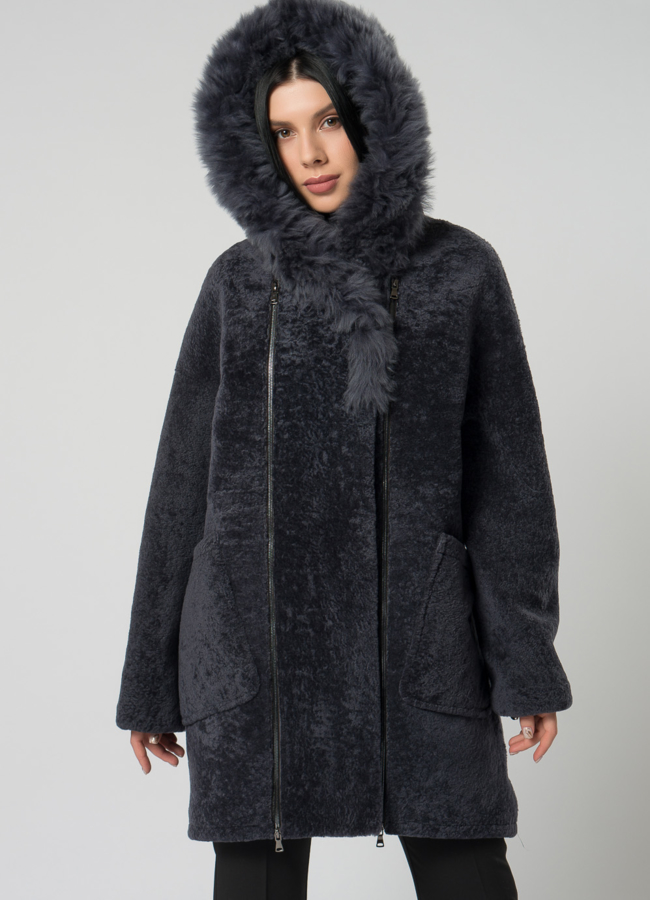 Куртка из мутона оверсайз модель № 1507 универмаг малина