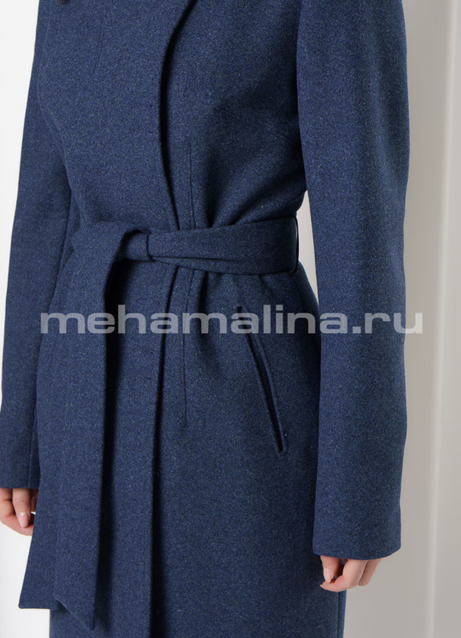 Пальто темно-синее со стойкой, на пуговицах модель № 1936 универмаг малина