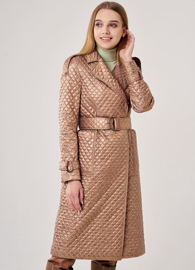 фото Пальто демисезонное бежевого цвета модель № 20555