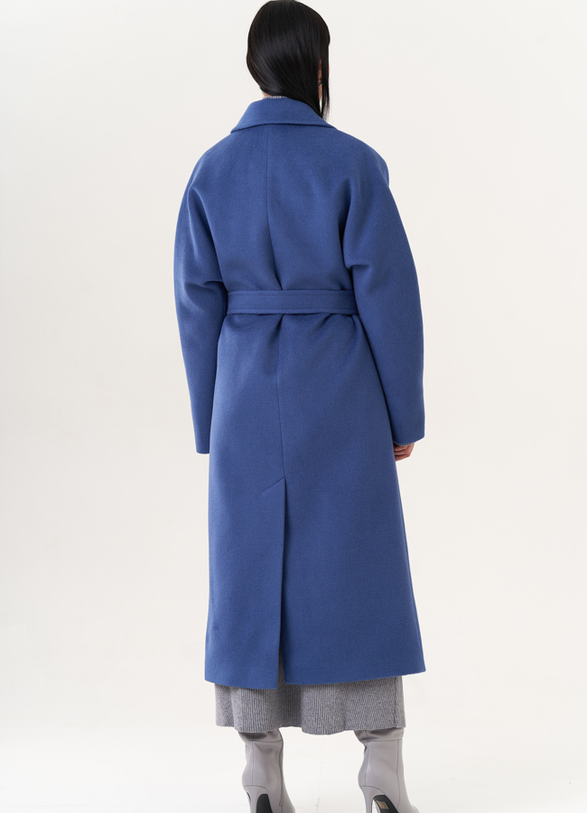 Удлиненное пальто с поясом модель № 26833 универмаг малина