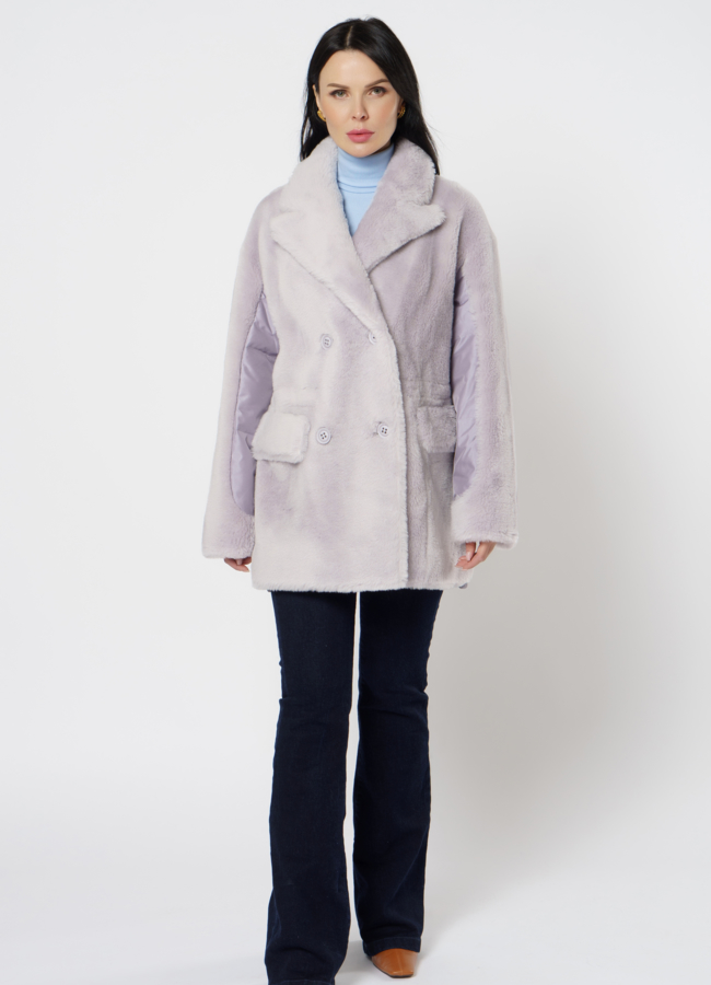 фото Куртка с эко мехом и английским воротником модель № 21557