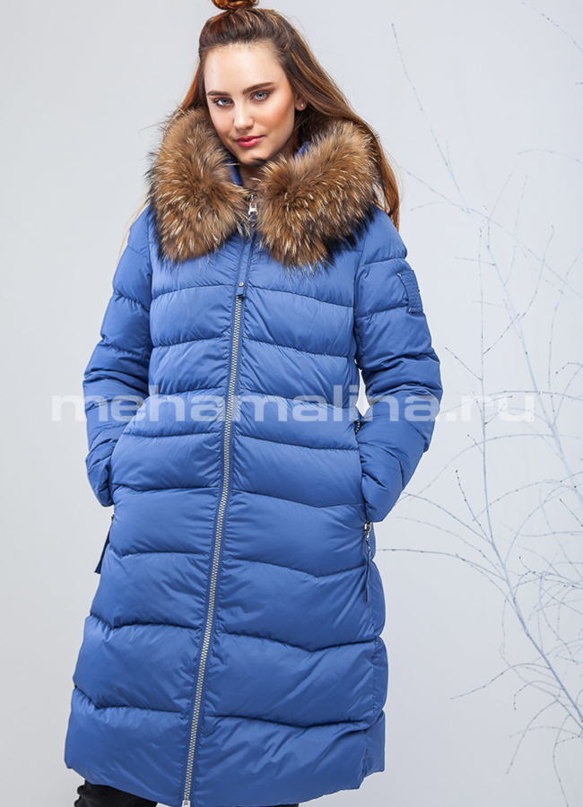 Пуховик с мехом модель № П-178 меха малина