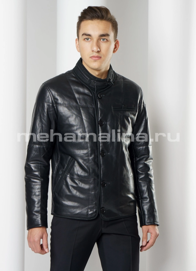 Кожаная куртка модель № KP-225 универмаг малина