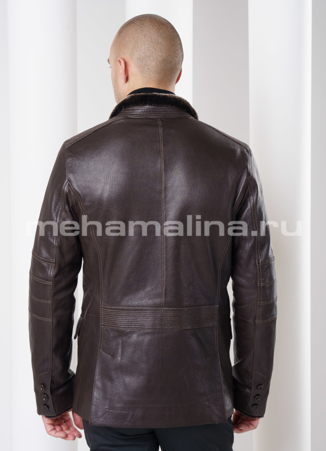 фото Мужская дубленка, цвет коричневый модель № DM-79