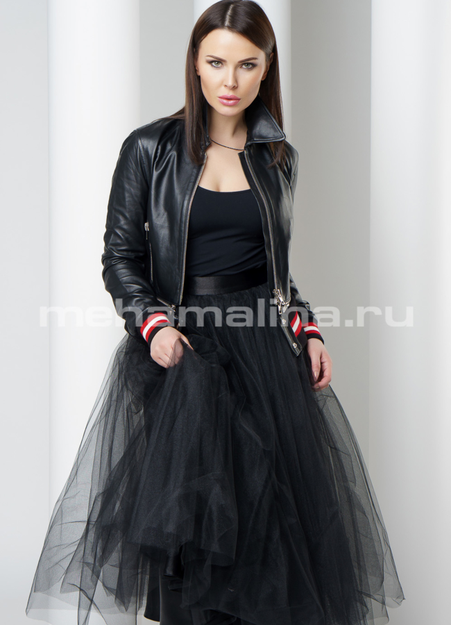 Кожаная куртка модель № K-412 универмаг малина