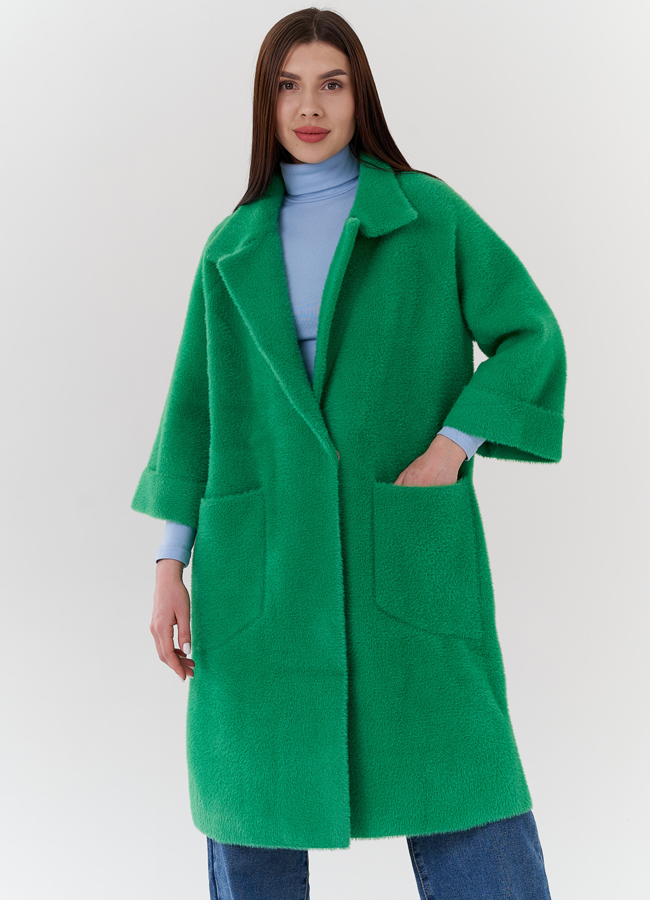 фото Кардиган свободного кроя зеленого цвета  модель № 10999