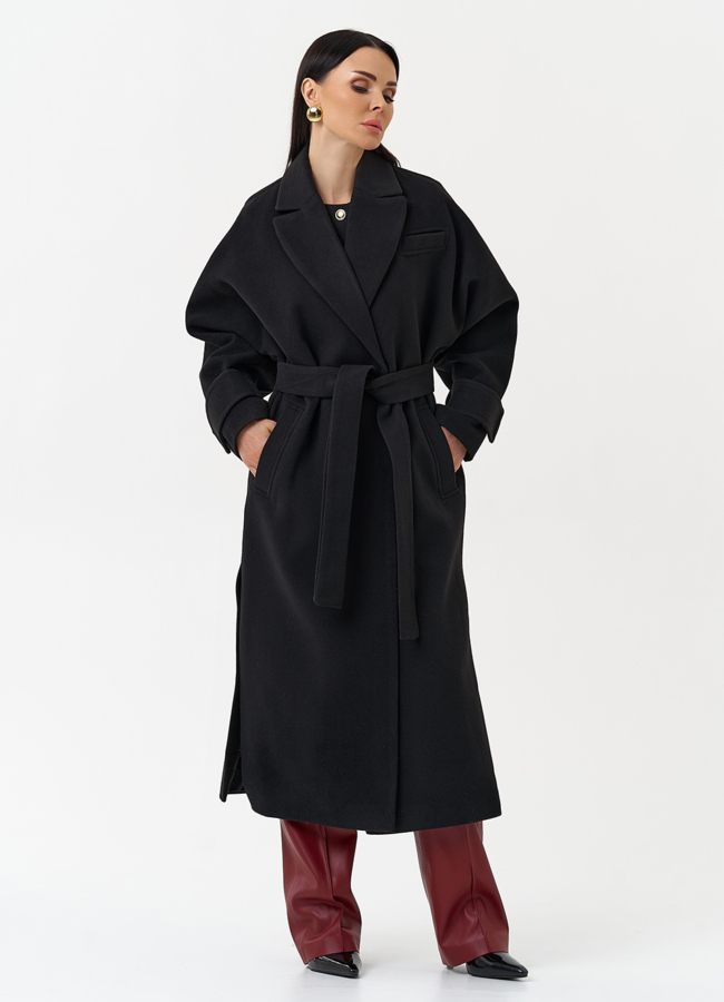 Длинное женское пальто с английским воротником модель № 30202 в рассрочку