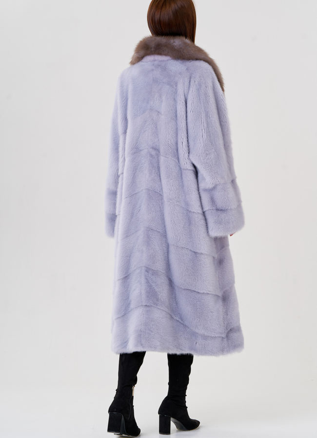 Норковая шуба с отделкой из куницы модель № 23083 в кредит