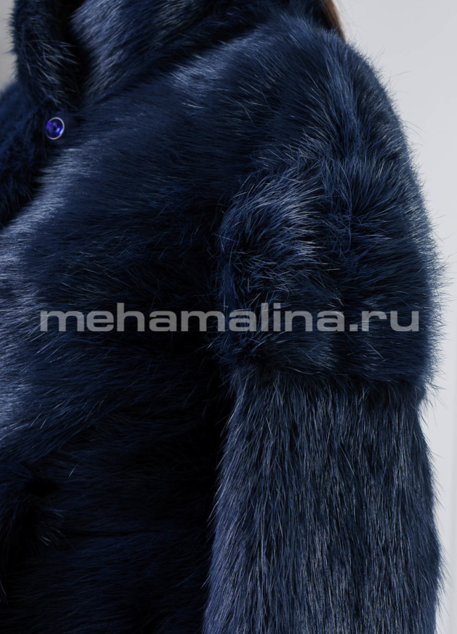 Шуба синего цвета модель № S-548 универмаг малина