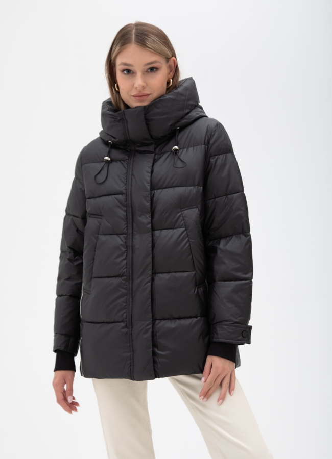 Куртка женская с капюшоном  модель № 25774 меха малина