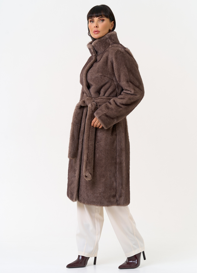 Женская шуба из эко меха с воротником стойкой модель № 31256 в рассрочку Женская шуба из эко меха с воротником стойкой модель № 31256 в рассрочку