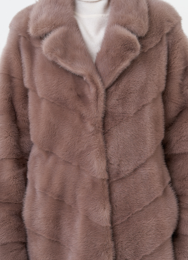 Шуба из норки с английским воротником модель № 28931 в рассрочку