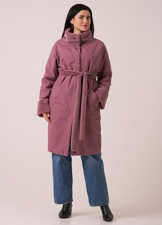 Двустороннее пальто из искусственного меха   модель № 1081 универмаг малина