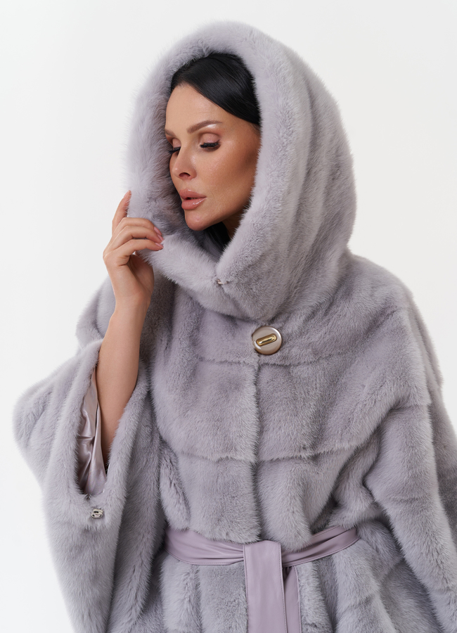 Шуба из меха норки с капюшоном модель № 27648 универмаг малина