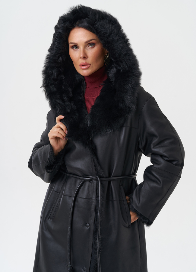 Дубленка с отделкой из тосканы модель № 28702 универмаг малина