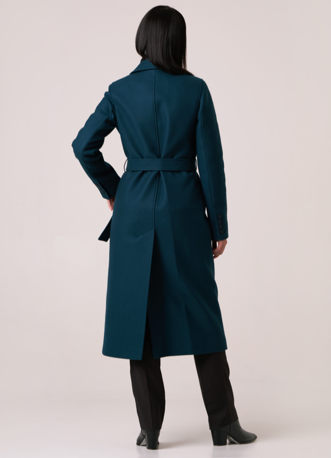 фото Длинное пальто с поясом модель № 060