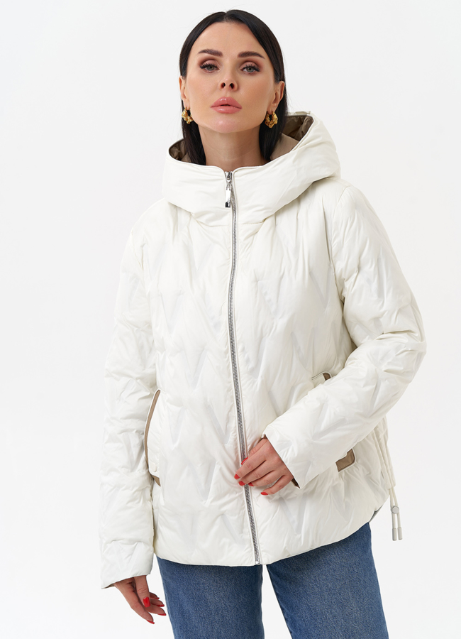 Женская утепленная куртка с капюшоном модель № 29940 меха малина