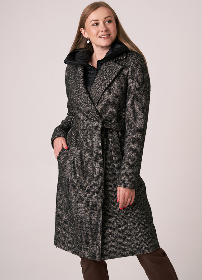 Пальто с отделкой из текстиля модель № 434 универмаг малина