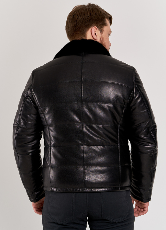 Мужской пуховик с английским воротником модель № П-502 в кредит