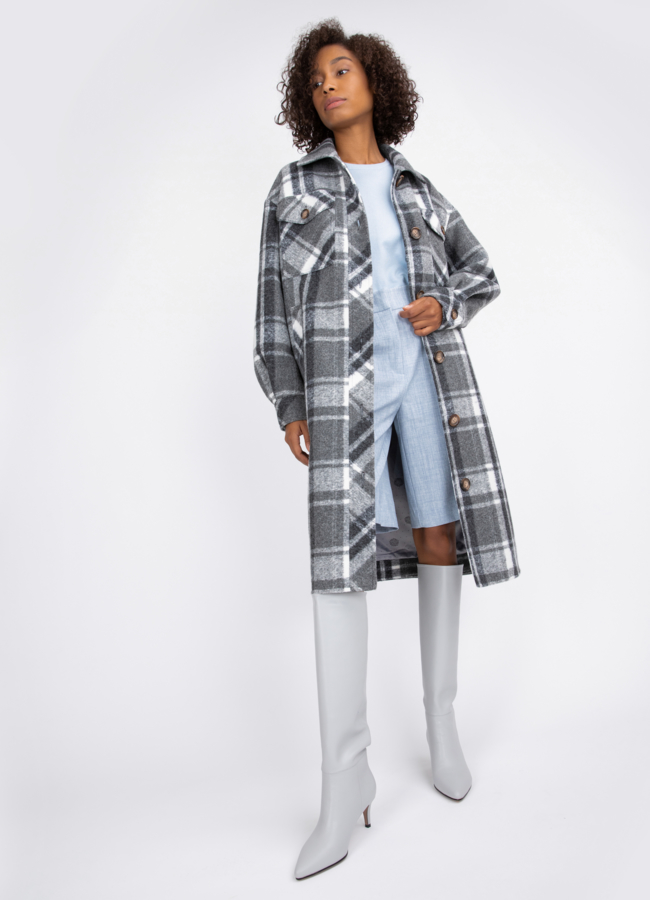 Женское пальто - рубашка  Electra Style модель № 22217 универмаг малина