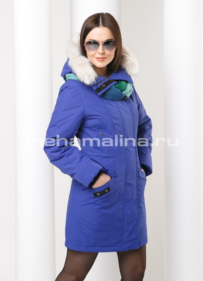 Куртка женская модель № П-121 меха малина