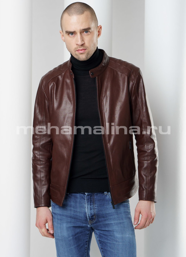 Кожаная куртка мужская модель № KP-223 универмаг малина