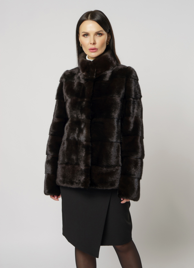 Норковая шуба трансформер в цвете махагон модель № 2105 универмаг малина